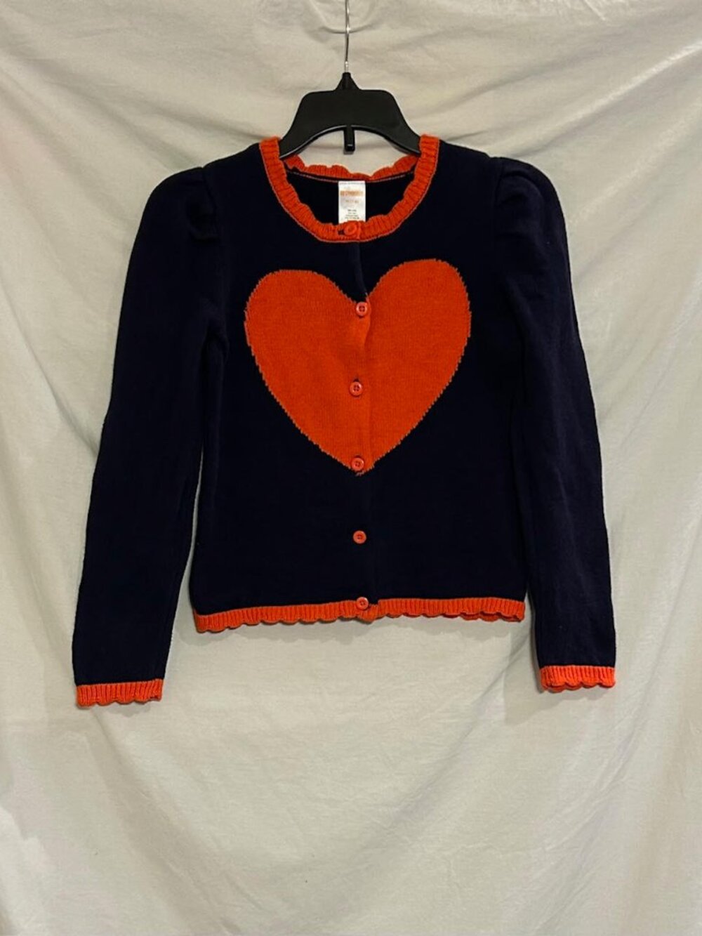 Gymboree Girls Medium 7/8 Blue Orange Heart Long Sleeve Cardigan Sweater
